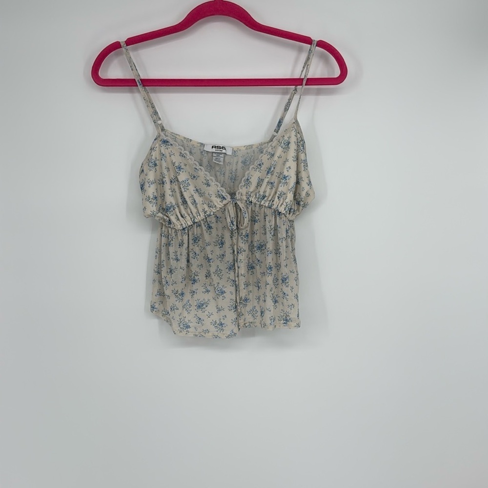 RSQ Floral Lace Tie-Front Cami Top XL Cottagecore Y2K Sheer